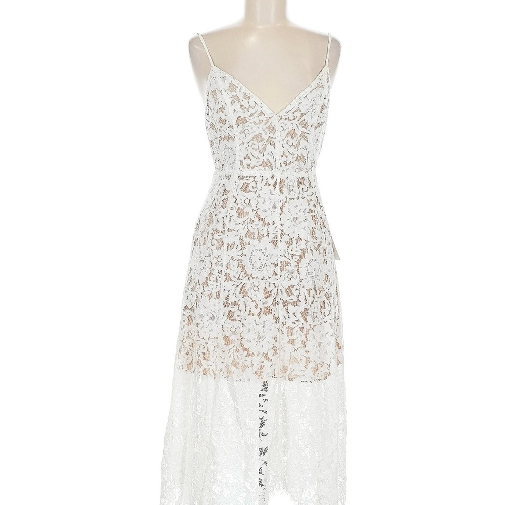Lulu's Ivory Lace High Low Dress